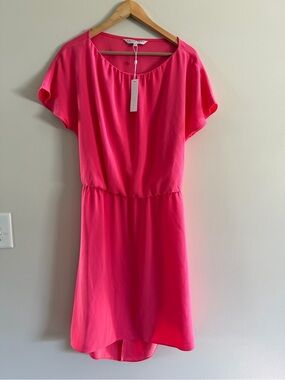 NWT Trina Turk Hot Pink High-Low Casual Dress large retail $248